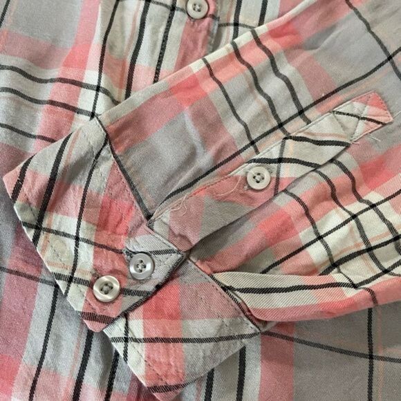 TORRID Lizzie Rayon Twill Button‎ Up Long Sleeve Size 3XL Pink/Grey - Picture 5 of 7